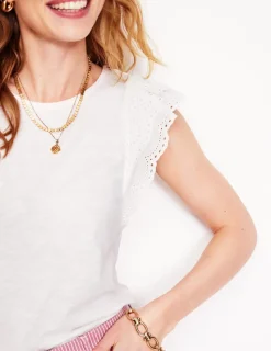 Nightwear & Lougewear | T-Shirts & Tanks-Boden Belle Broderie Sleeve Top- White