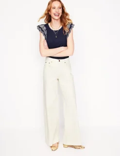 Nightwear & Lougewear | T-Shirts & Tanks-Boden Belle Broderie Sleeve Top- Navy