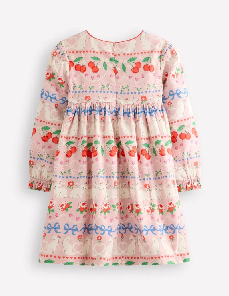 Dresses-Boden Bess Cosy Smocked Dress-Pink Valentines Bunny PinkValentinesBunny