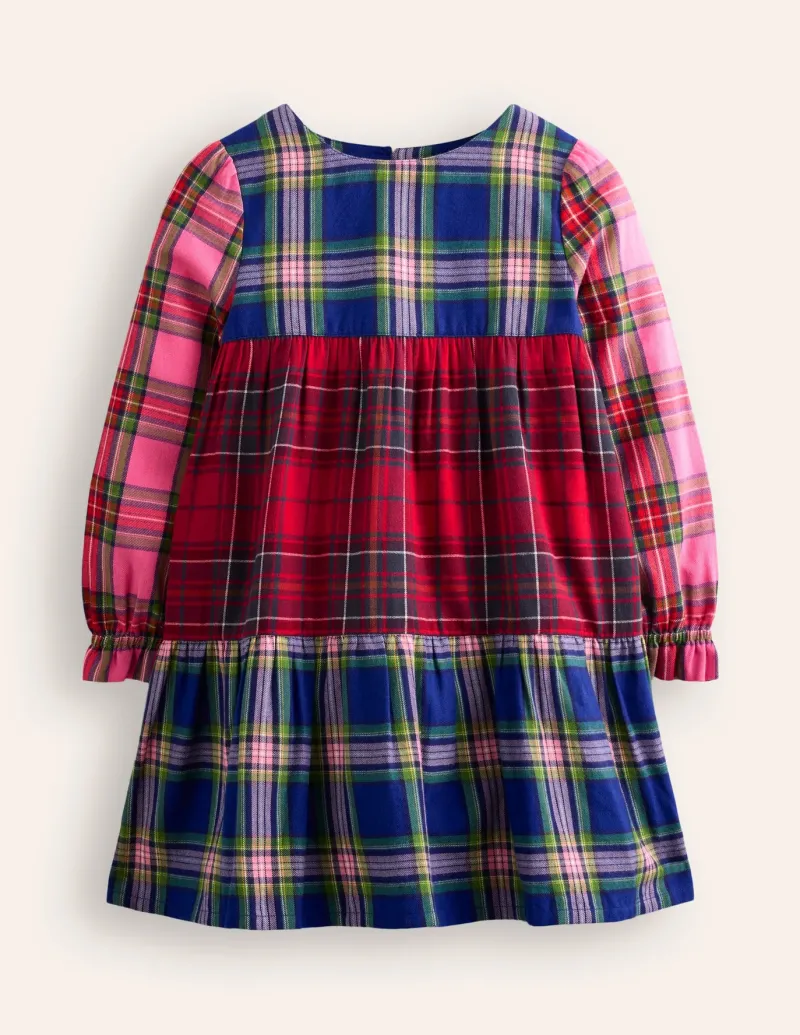 Dresses-Boden Betsy Tiered Twirly Dress-Tartan Hotchpotch TartanHotchpotch