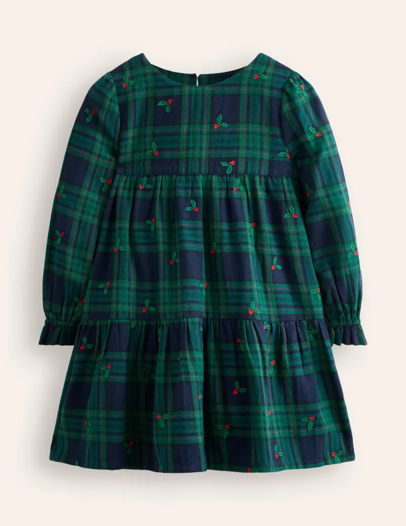 Dresses-Boden Betsy Tiered Twirly Dress-Blackwatch Check Holly BlackwatchCheckHolly