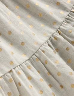 Dresses-Boden Betsy Tiered Twirly Dress-Oatmeal/Gold Spot Oatmeal/GoldSpot