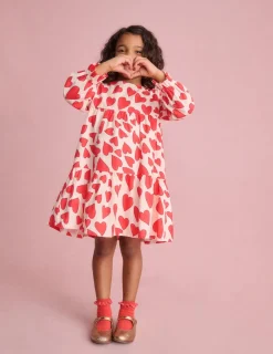 Dresses-Boden Betsy Tiered Twirly Dress-Poppy Red Hearts PoppyRedHearts