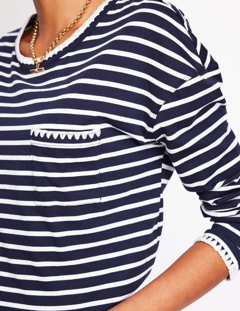 T-Shirts & Tanks | Tops & Blouses-Boden Blanket Stitch Boxy Top-Navy, Ivory Navy,Ivory