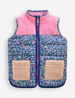 Coats & Jackets-Boden Borg Mix Collared Gilet-Sapphire Blue Nautical Floral SapphireBlueNauticalFloral