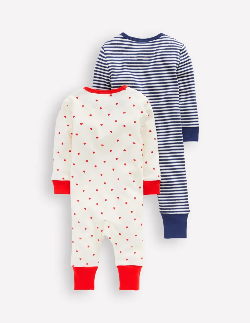 Playsuits & Rompers-Boden Boys Twin Pack Rompers-Starboard Blue Stripe StarboardBlueStripe