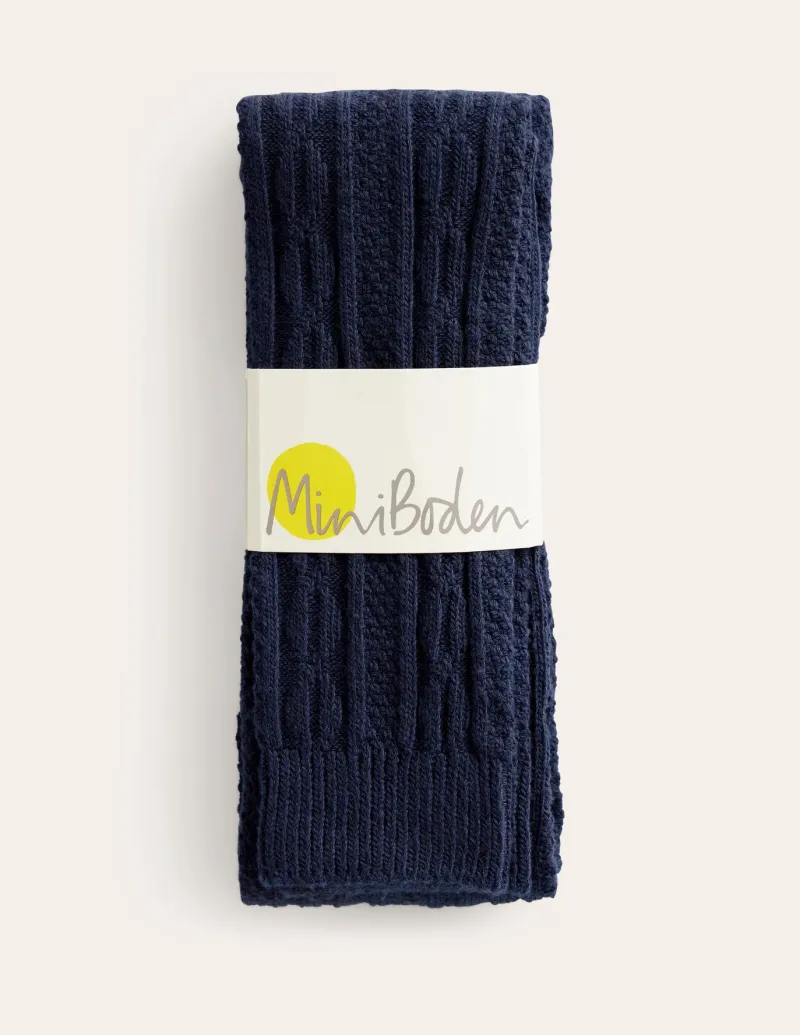 Socks & Tights-Boden Cable Footless Tights-College Navy CollegeNavy