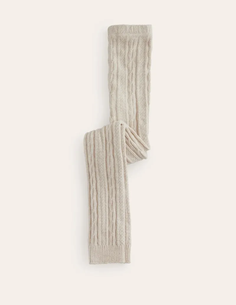 Socks & Tights-Boden Cable Footless Tights-Oatmeal Marl OatmealMarl