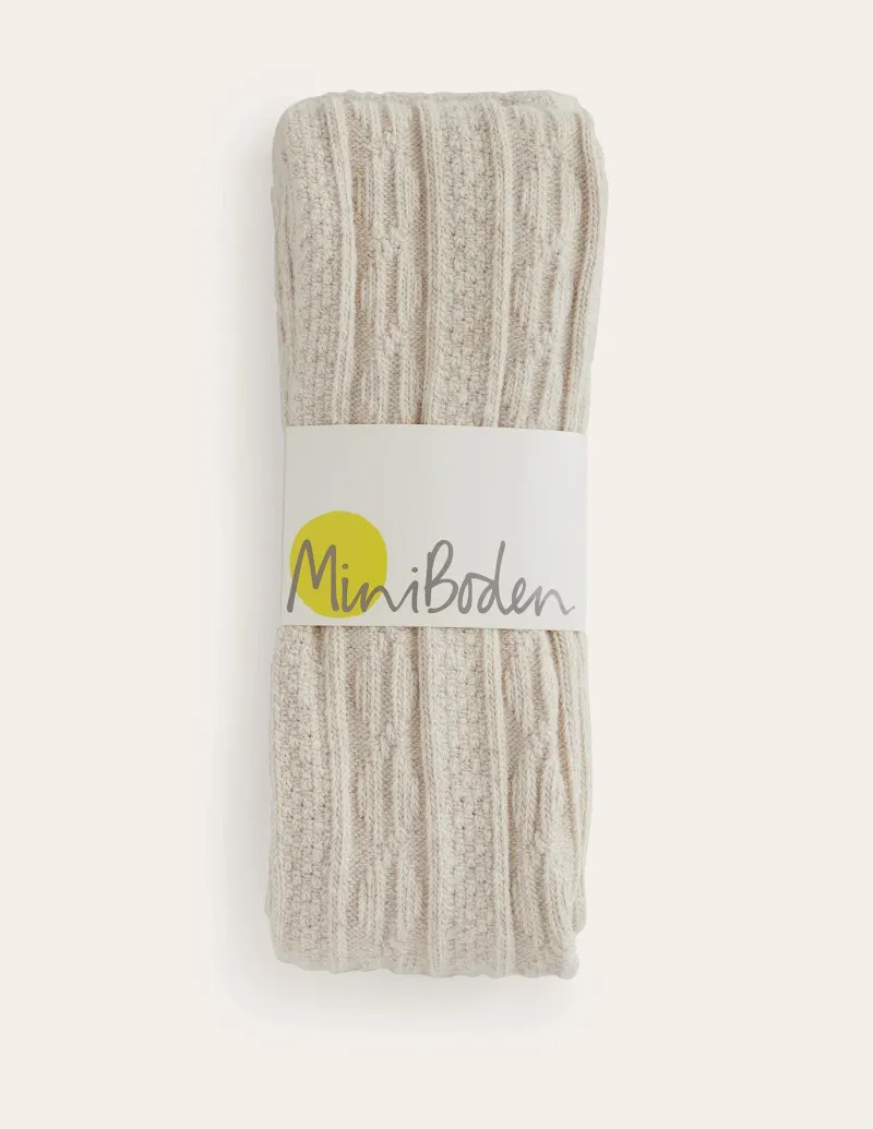 Socks & Tights-Boden Cable Footless Tights-Oatmeal Marl OatmealMarl