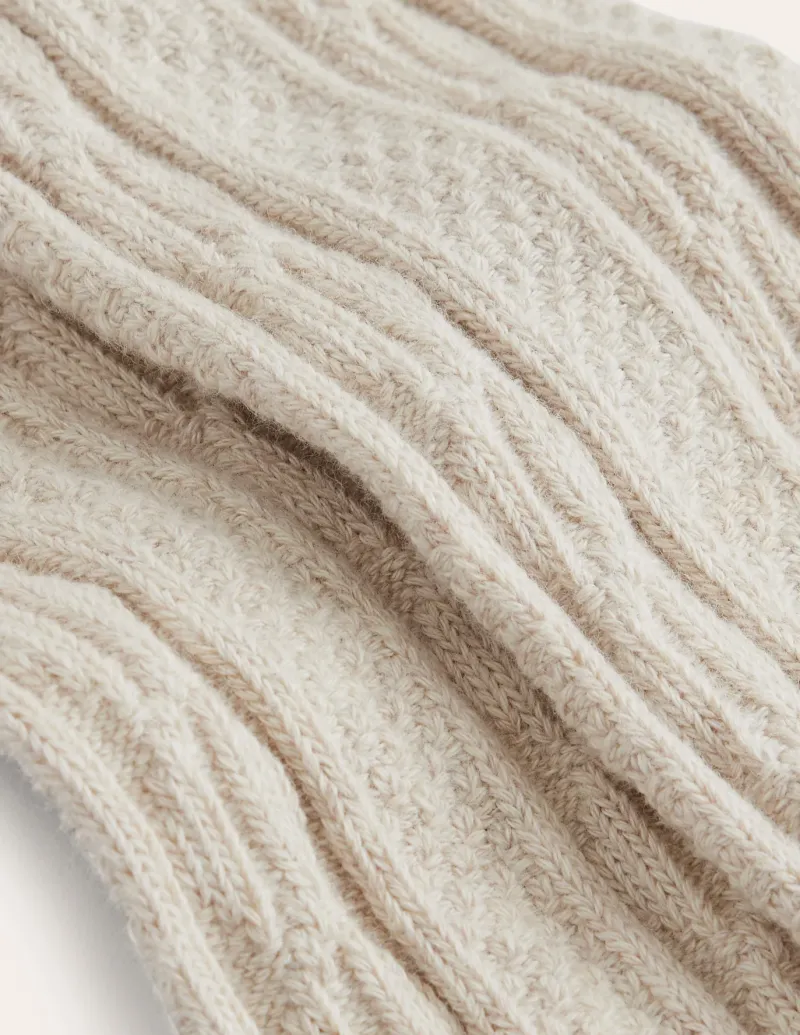 Socks & Tights-Boden Cable Footless Tights-Oatmeal Marl OatmealMarl