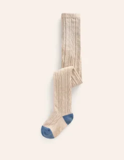 Socks & Tights-Boden Cable Knit Tights- Oatmeal