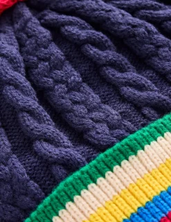 Accessories-Boden Cable Knitted Beanie-College Navy CollegeNavy