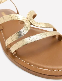 Flats | Sandals-Boden Casual Flat Sandal-Gold Woven Leather GoldWovenLeather