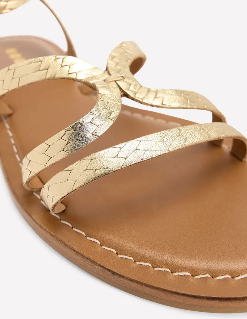 Flats | Sandals-Boden Casual Flat Sandal-Gold Woven Leather GoldWovenLeather