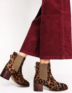 Boots | Heels-Boden Chelsea Block Heel Boots- Leopard