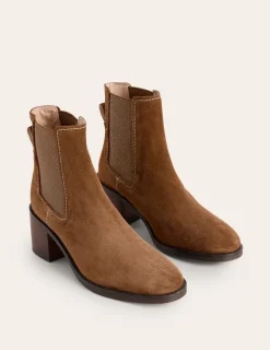 Boots | Heels-Boden Chelsea Block Heel Boots- Tan