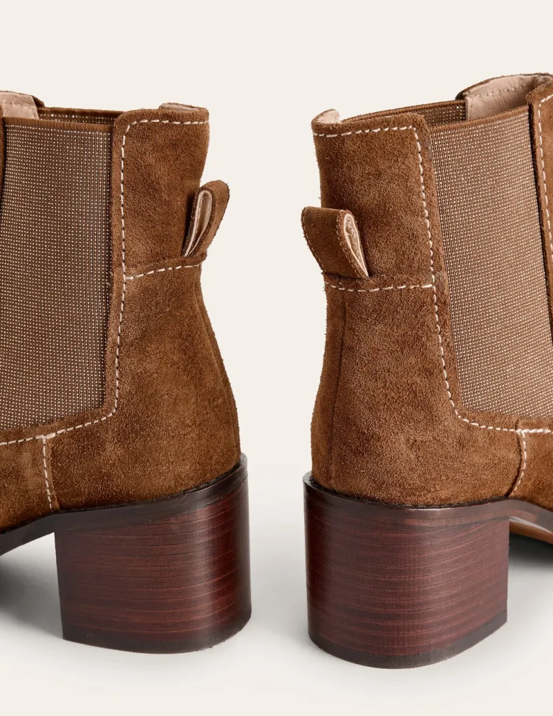 Boots | Heels-Boden Chelsea Block Heel Boots- Tan
