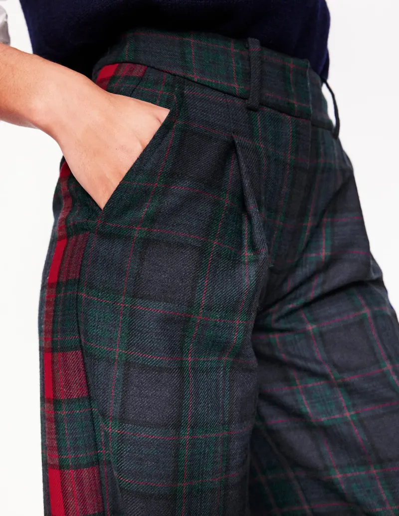 Pants-Boden Chiswick Wool Blend Pants-Navy and Green Check NavyandGreenCheck