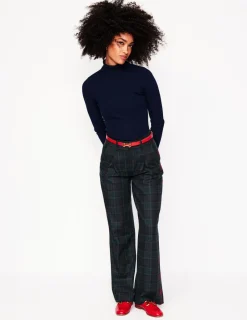 Pants-Boden Chiswick Wool Blend Pants-Navy and Green Check NavyandGreenCheck
