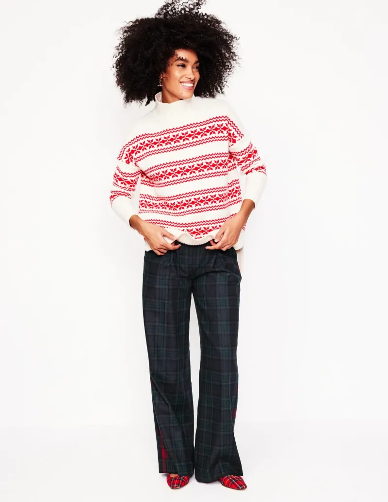 Pants-Boden Chiswick Wool Blend Pants-Navy and Green Check NavyandGreenCheck