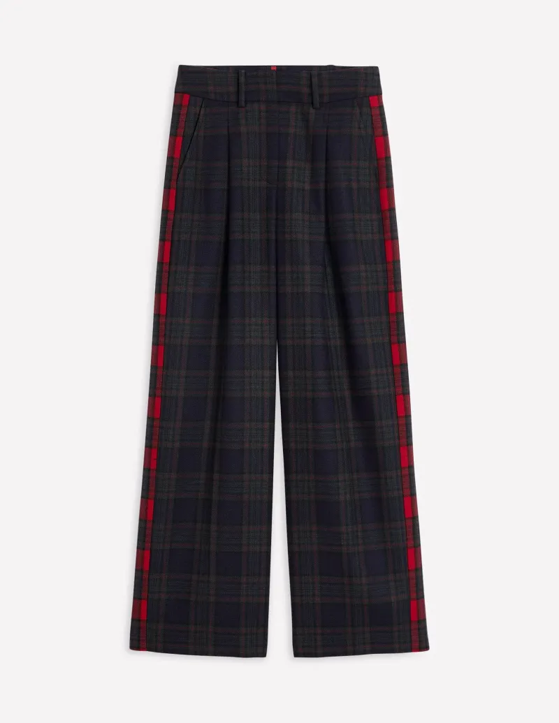 Pants-Boden Chiswick Wool Blend Pants-Navy and Green Check NavyandGreenCheck