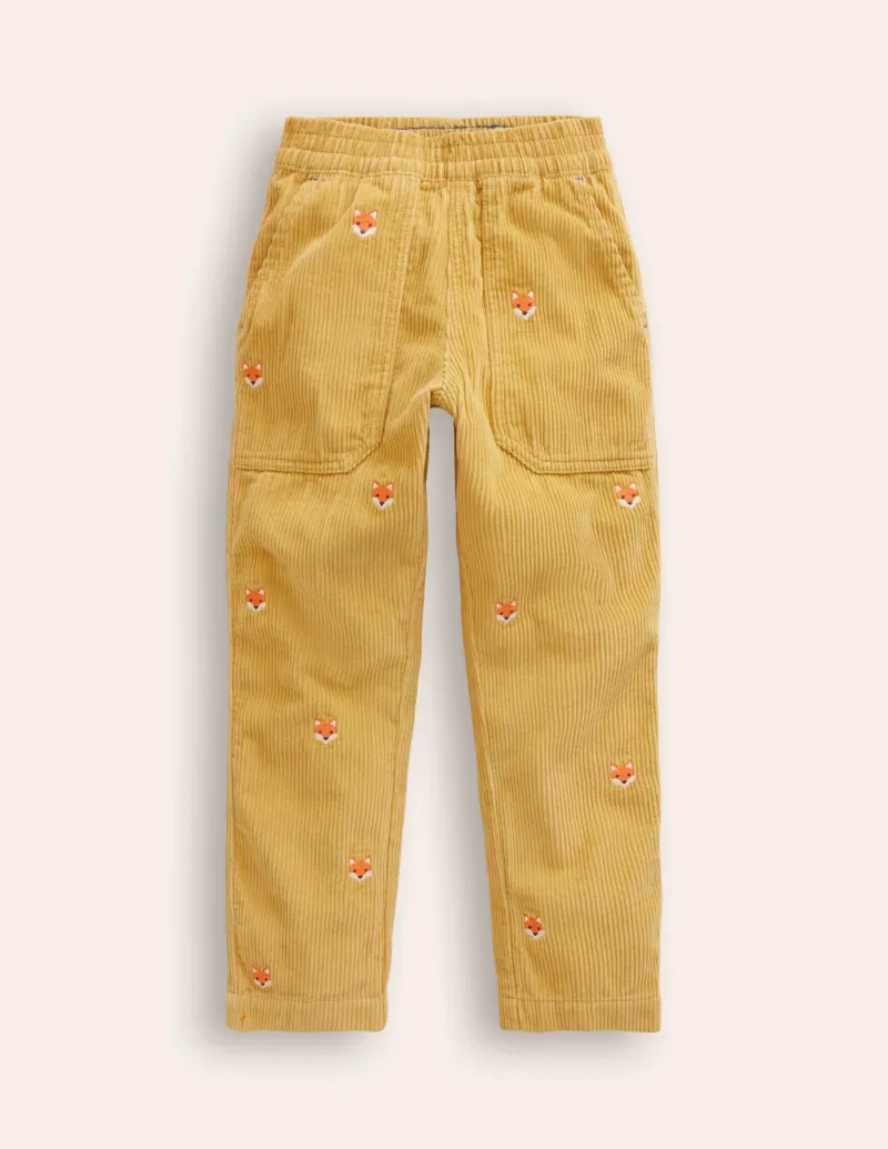 Pants & Jeans-Boden Chunky Cord Pull On Pants-Honeycomb Yellow Foxes HoneycombYellowFoxes