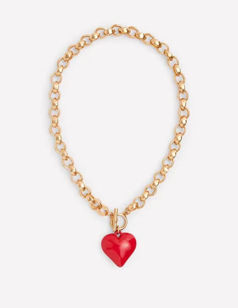 Jewelry-Boden Chunky Heart Necklace-High Risk Red HighRiskRed