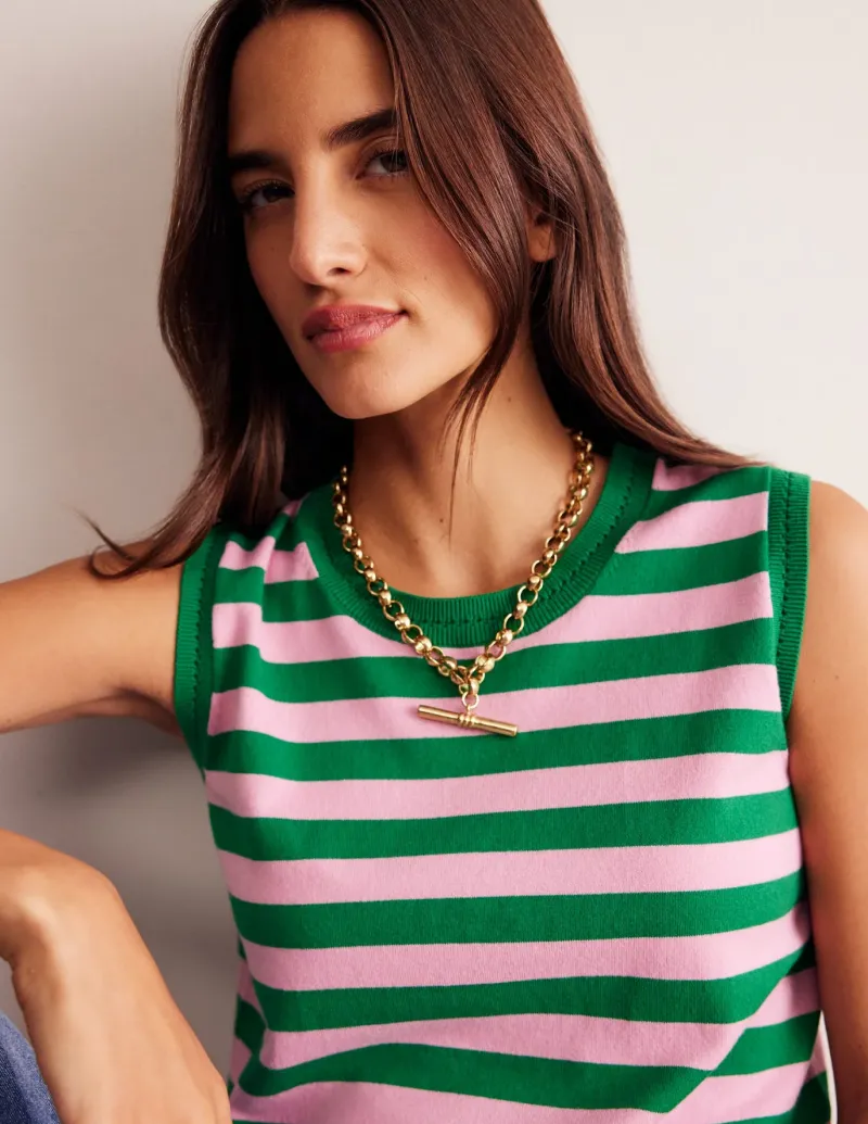 Jewelry-Boden Chunky T-bar Chain Necklace- Gold