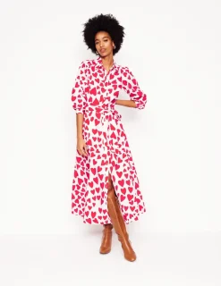 Dresses & Jumpsuits | Petite Dresses-Boden Clara Cotton Shirt Dress-Ivory, Heart Cluster Ivory,HeartCluster