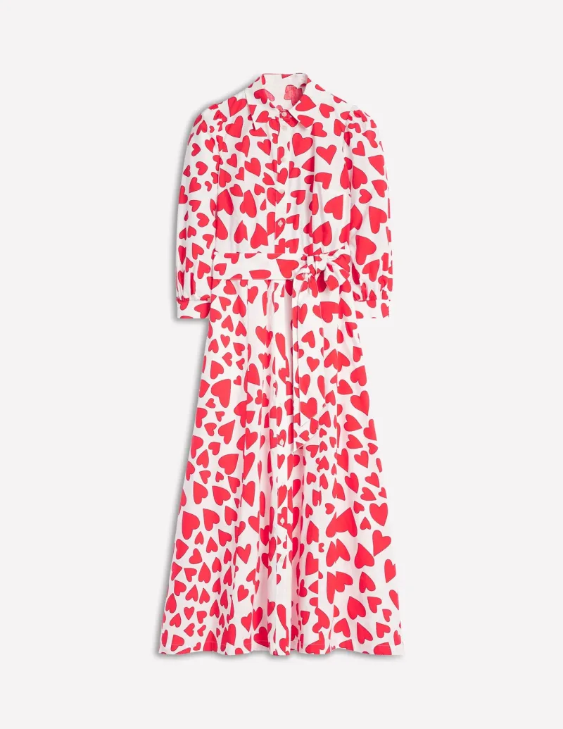Dresses & Jumpsuits | Petite Dresses-Boden Clara Cotton Shirt Dress-Ivory, Heart Cluster Ivory,HeartCluster