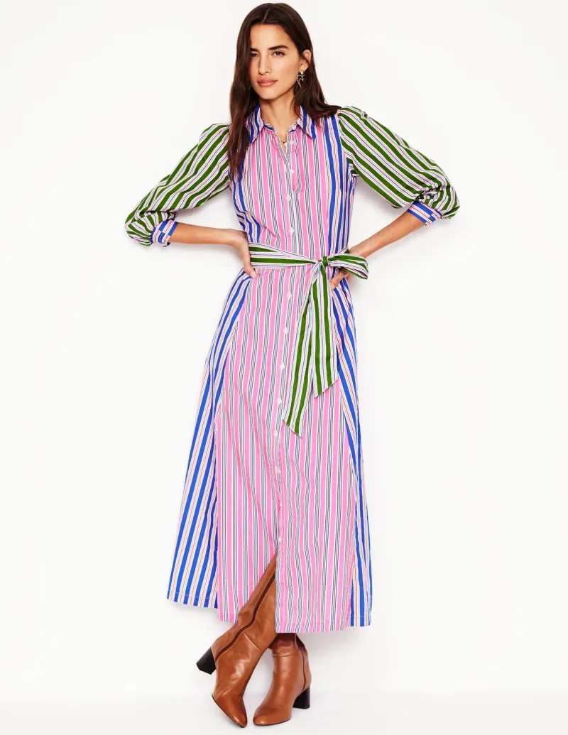 Dresses & Jumpsuits | Petite Dresses-Boden Clara Cotton Shirt Dress-Pink Rose, Red Stripe PinkRose,RedStripe