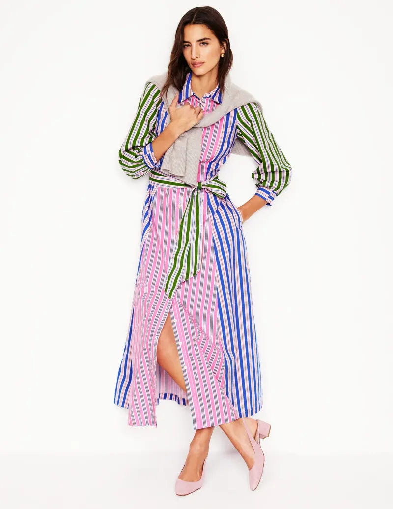 Dresses & Jumpsuits | Petite Dresses-Boden Clara Cotton Shirt Dress-Pink Rose, Red Stripe PinkRose,RedStripe