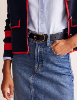 Belts-Boden Classic Leather Belt- Navy