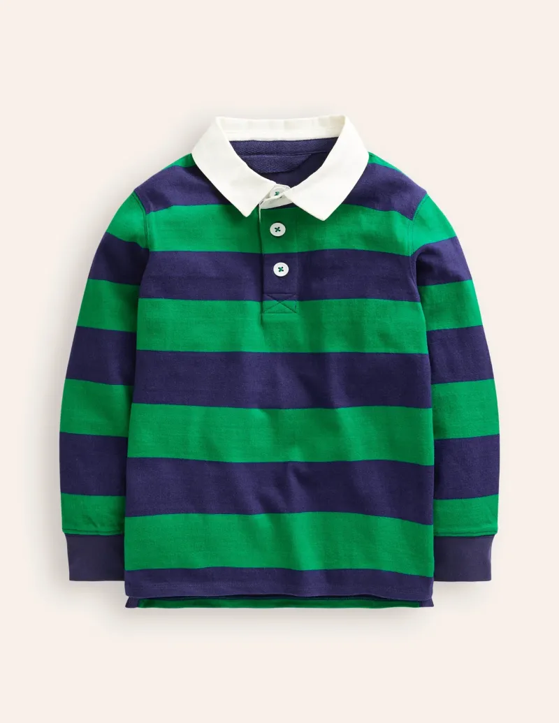 Tops, T-Shirts & Polos-Boden Classic Rugby Shirt-College Navy/ Highland Green CollegeNavy/HighlandGreen