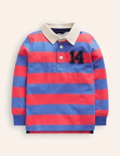 Tops, T-Shirts & Polos-Boden Classic Rugby Shirt-Jam Red/ Bluejay JamRed/Bluejay