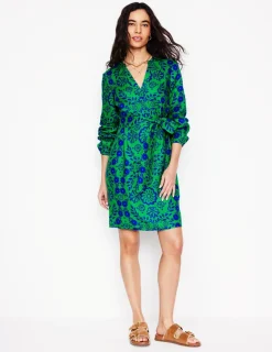 Dresses & Jumpsuits-Boden Cleo Tie Waist Linen Dress-Aleo, Structured Meadow Aleo,StructuredMeadow