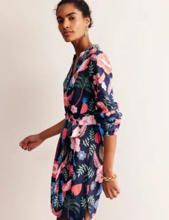 Dresses & Jumpsuits-Boden Cleo Tie Waist Linen Dress-Multi, Tropic Parrot Multi,TropicParrot
