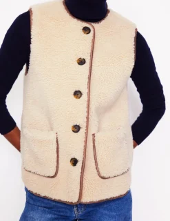 Jackets & Coats-Boden Clerkenwell Borg Button Gilet-Natural Faux Fur NaturalFauxFur