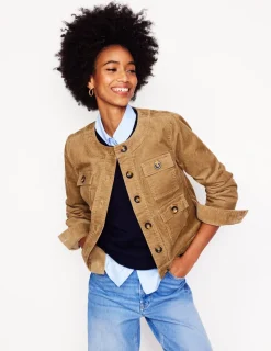 Jackets & Coats-Boden Collarless Casual Jacket- Cappuccino