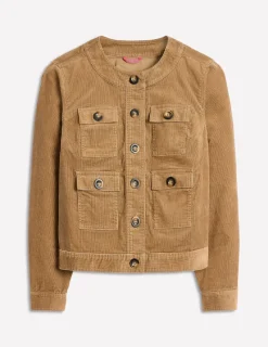 Jackets & Coats-Boden Collarless Casual Jacket- Cappuccino
