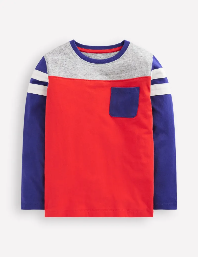 Tops, T-Shirts & Polos-Boden Colourblock T-shirt-Poppy Red Colourblock PoppyRedColourblock