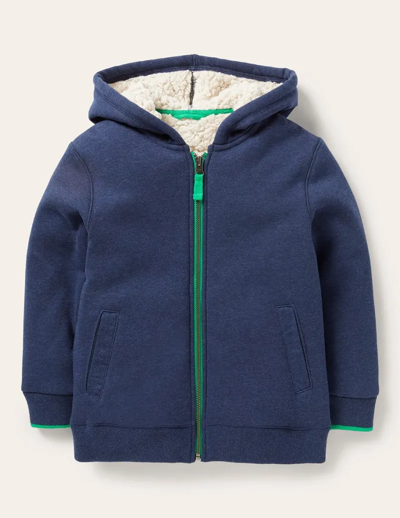 Sweatshirts & Hoodies | Tops, T-Shirts & Polos-Boden Cosy Fleece-Lined Hoodie-College Navy Marl CollegeNavyMarl