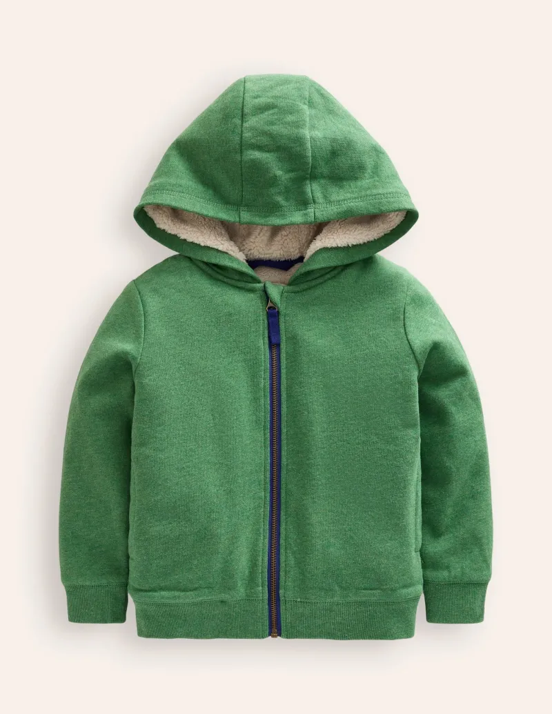 Sweatshirts & Hoodies | Tops, T-Shirts & Polos-Boden Cosy Fleece-Lined Hoodie-Green Marl GreenMarl