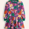 Dresses-Boden Cosy Printed Sweatshirt Dress-Pansy Purple Hedgehogs PansyPurpleHedgehogs