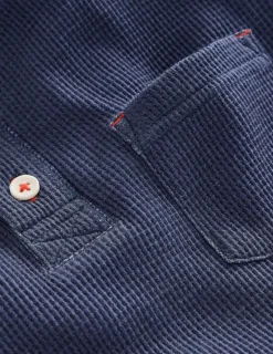 Tops, T-Shirts & Polos-Boden Cosy Waffle Henley T-Shirt-College Navy Marl CollegeNavyMarl