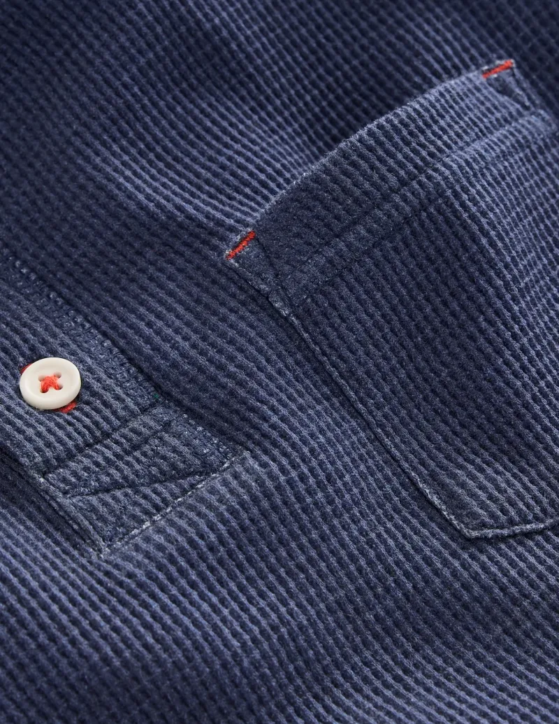 Tops, T-Shirts & Polos-Boden Cosy Waffle Henley T-Shirt-College Navy Marl CollegeNavyMarl
