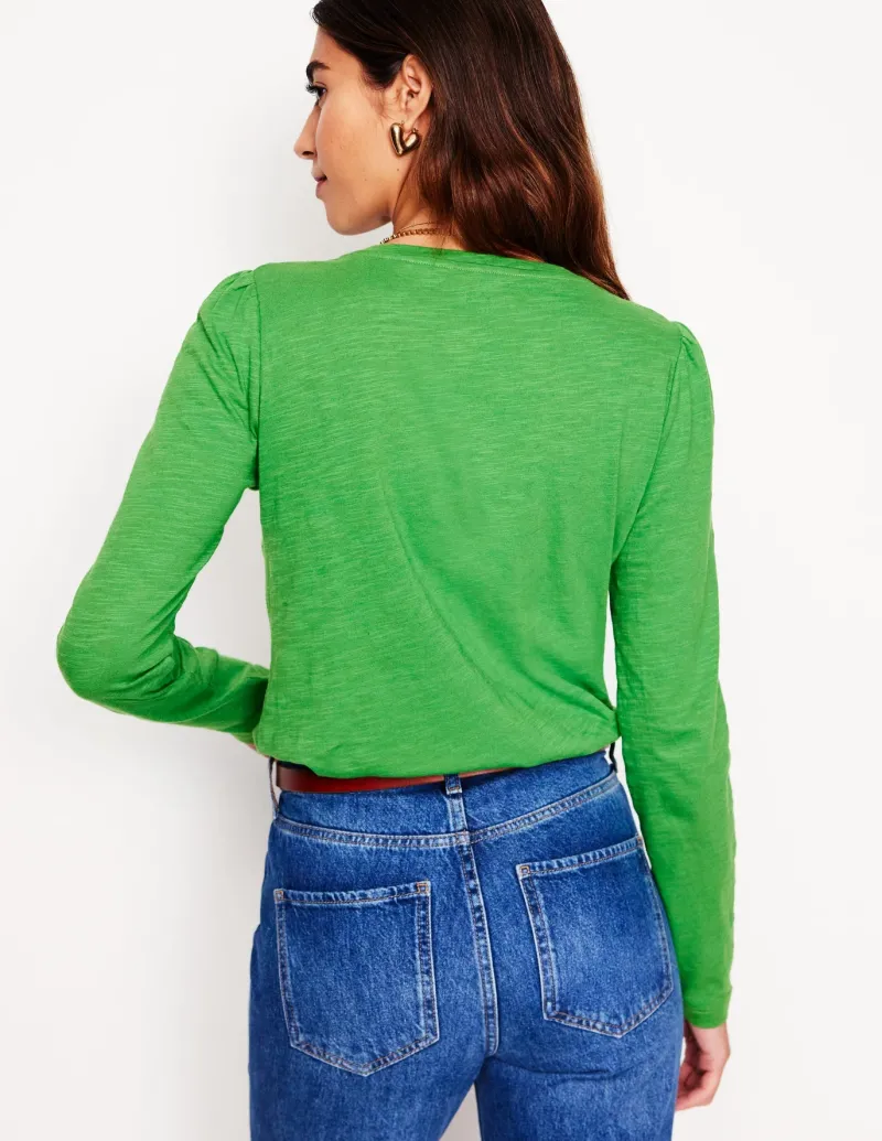 T-Shirts & Tanks | Tops & Blouses-Boden Cotton Crew Long Sleeve Top-Paradise Green ParadiseGreen