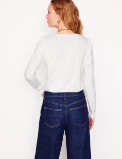 T-Shirts & Tanks | Tops & Blouses-Boden Cotton Crew Long Sleeve Top- White