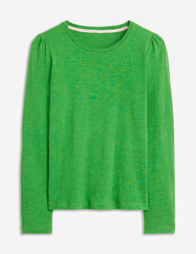 T-Shirts & Tanks | Tops & Blouses-Boden Cotton Crew Long Sleeve Top-Paradise Green ParadiseGreen