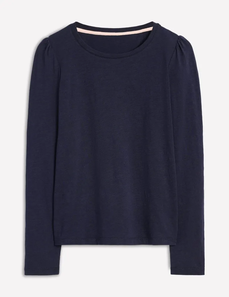 T-Shirts & Tanks | Tops & Blouses-Boden Cotton Crew Long Sleeve Top- Navy